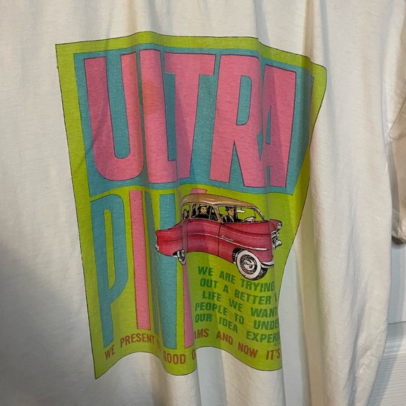 VTG Ultra Pink white graphic retro graphic oversized tee unisex sz XL (?) - Picture 2 of 12